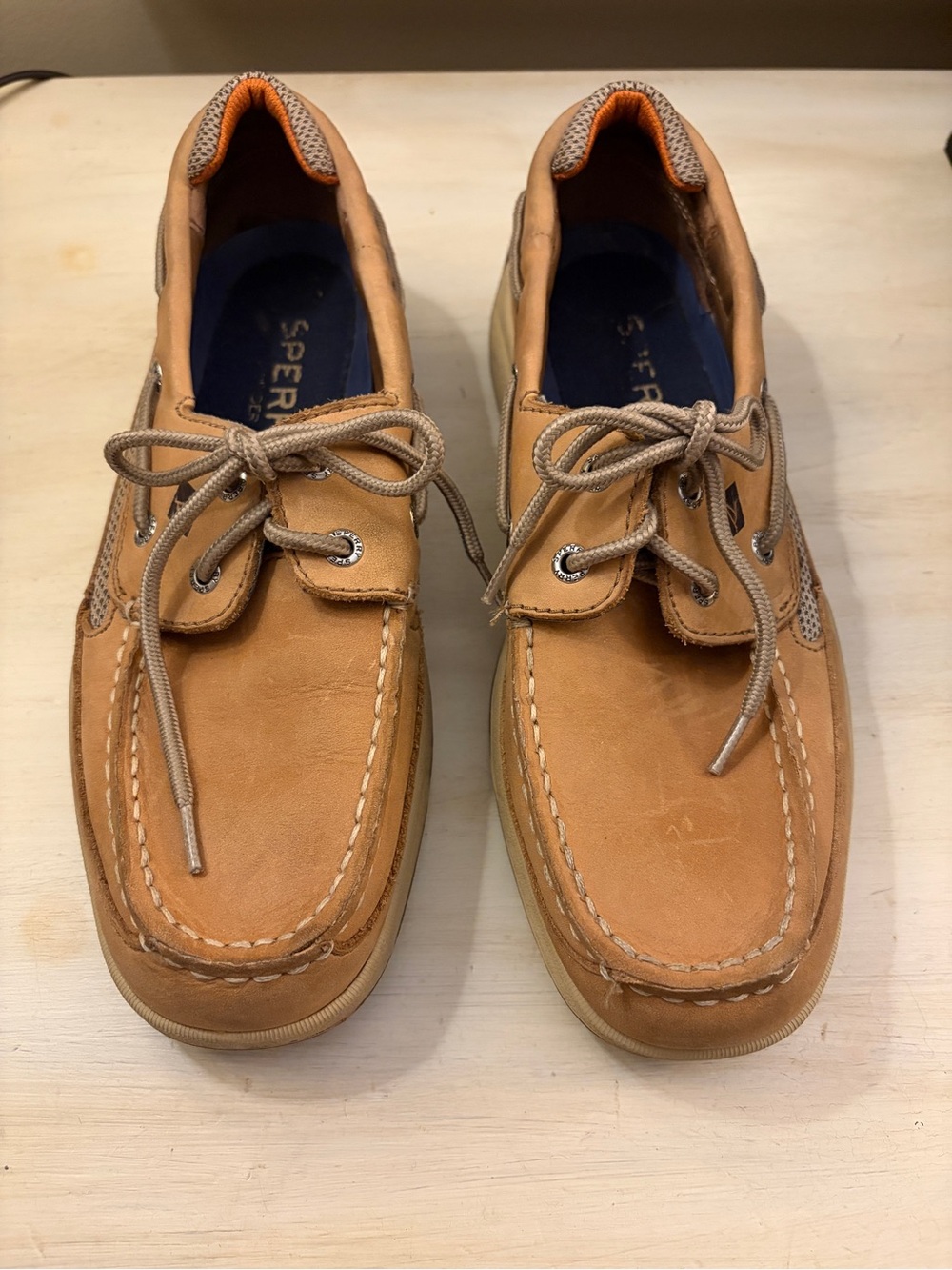 Sperry Tan Leather Moc-Toe Boat Shoes